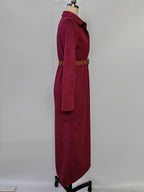 Suede waist long dress shirt skirt with belt