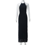 Backless pleated fabric dress