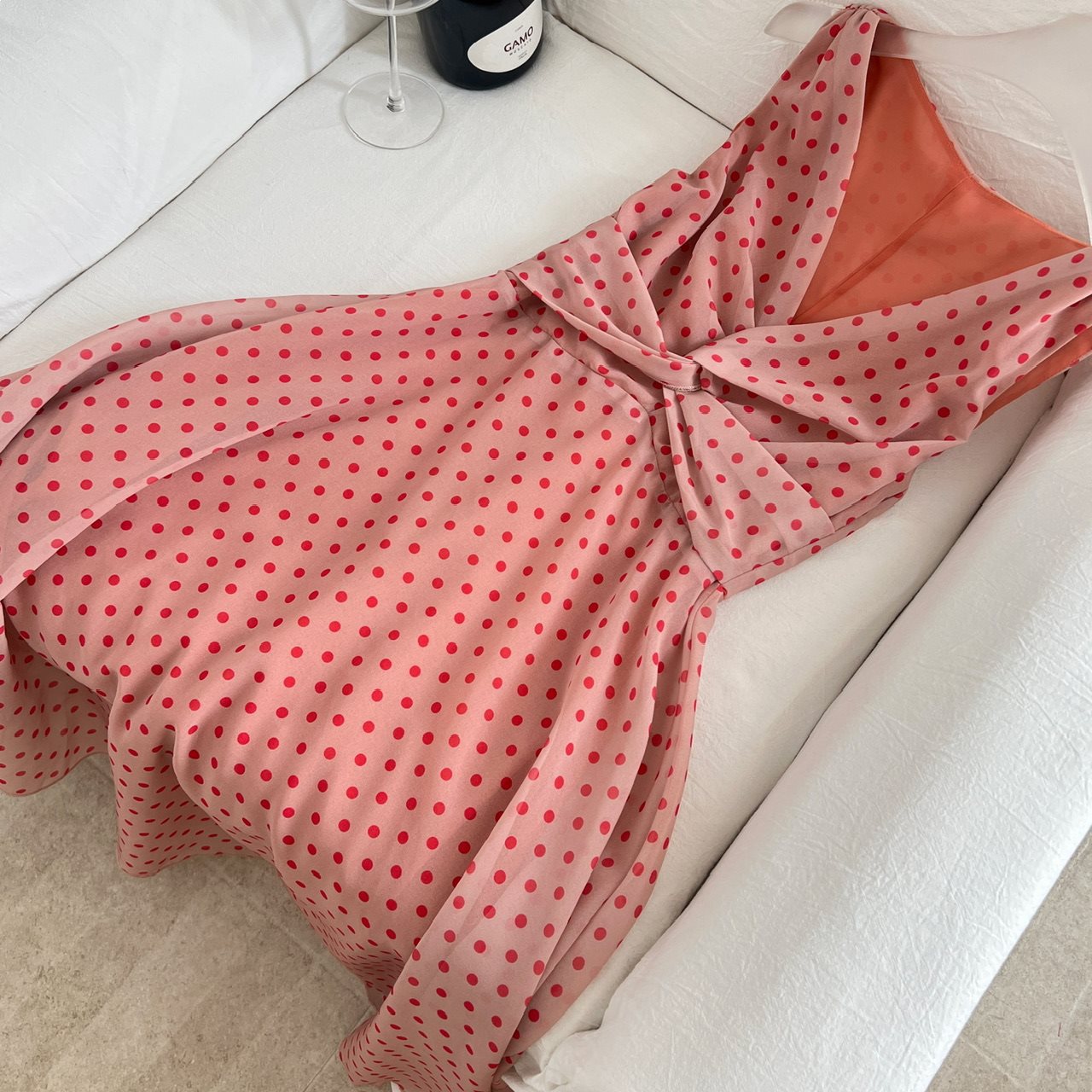 Mulberry silk polka dot twist dress