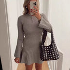 Crew neck long sleeve knitted dress