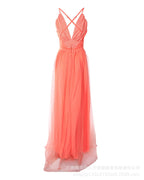 Casual tube top suspender gauze dress