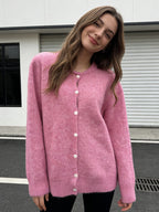 Vintage buckle grey wool knitted cardigan