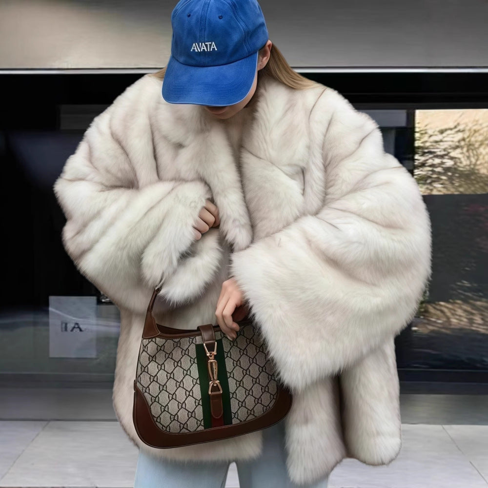 Fur fur long-sleeved cardigan top