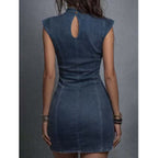 Imitation denim dress