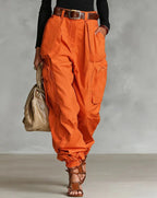 Multi-pocket tooling trousers for women