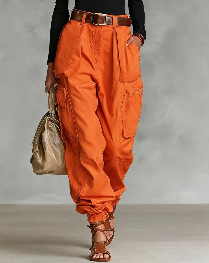Multi-pocket tooling trousers for women