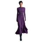 Flat knit wrap skirt knot long skirt