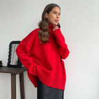 Solid color turtleneck knitted sweater