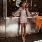 Crew neck long sleeve slim pencil skirt