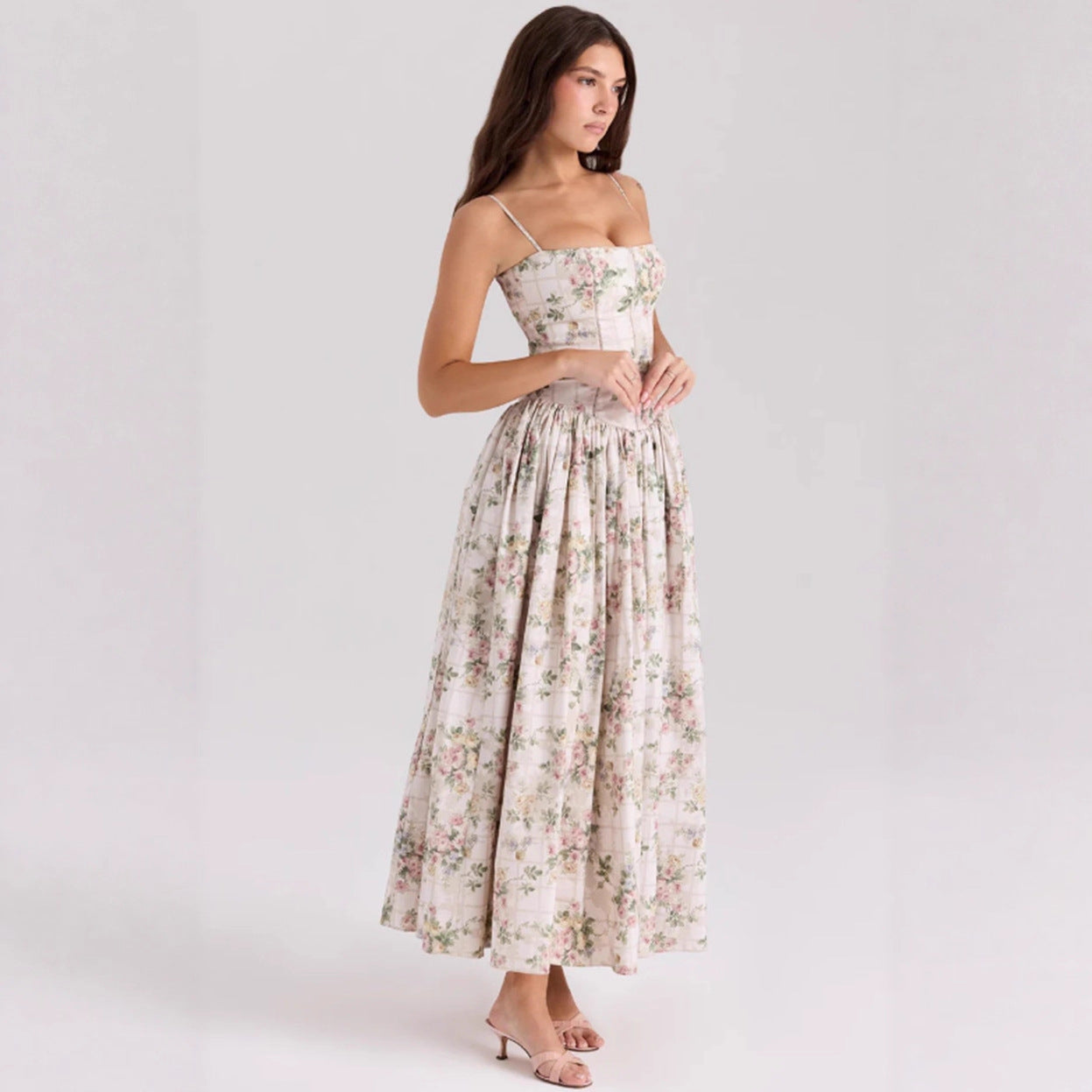 Floral suspender dress