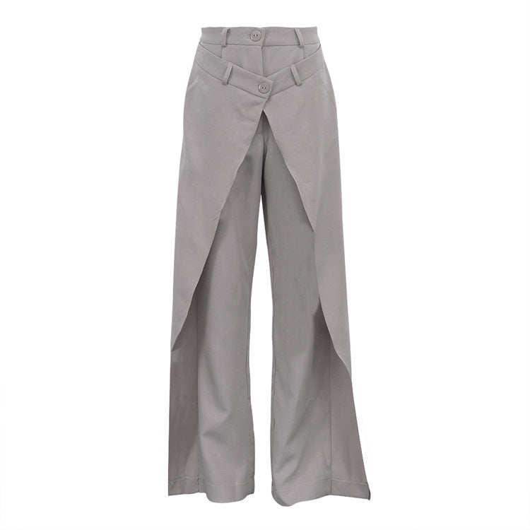 High Waist Loose Irregular Casual Wide Leg Pants