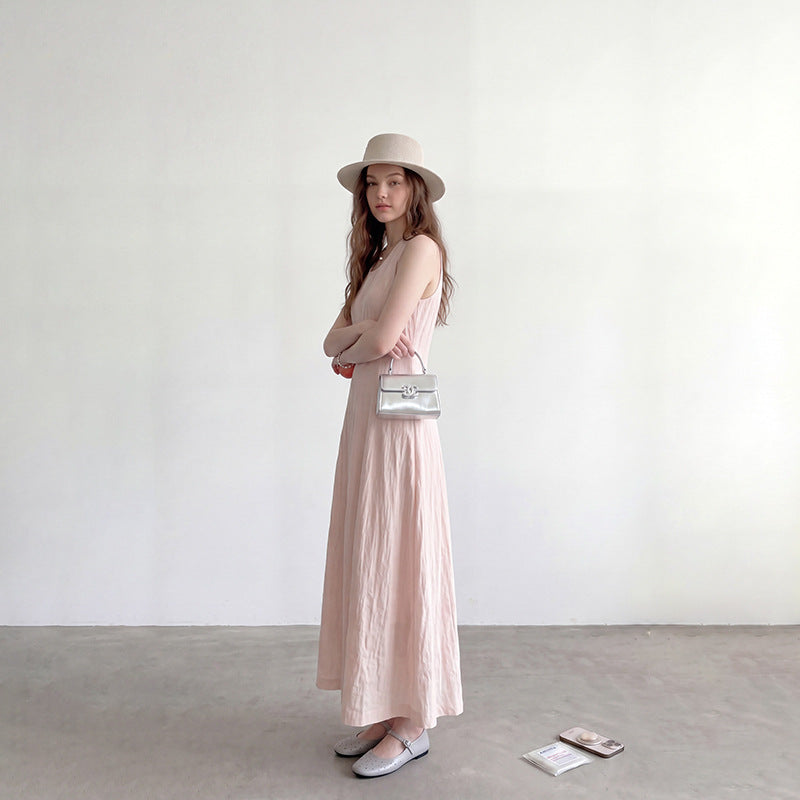Back waist hollow sleeveless dress