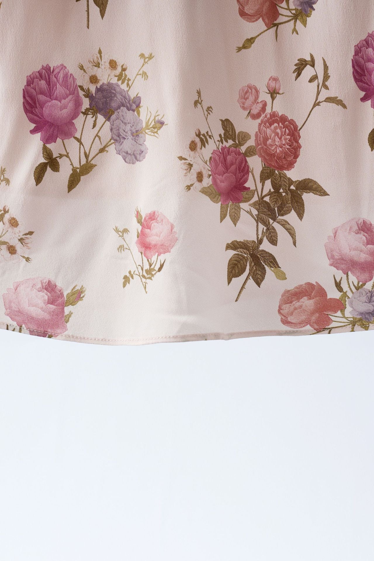 Little Rose Temperament Mulberry Silk Lotus Leaf Edge Dress
