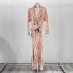 Lace up slim fit silk mulberry silk dress