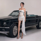 Fishbone tube top slim-fitting flower ruffle dress