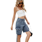 Street hipster washed denim five-point shorts