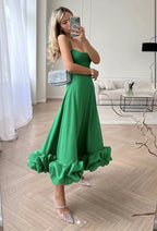 Suspender pendulum three-dimensional flower A-shaped dress dress