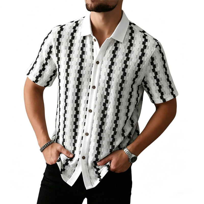 Shirt Vintage Checked Knitted Short Sleeve Shirt