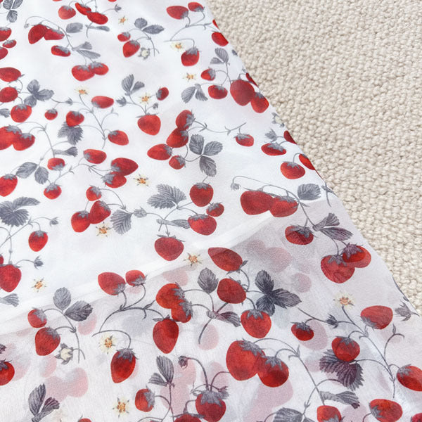 Strawberry retro French silk suspender long dress double-layer mulberry silk dress