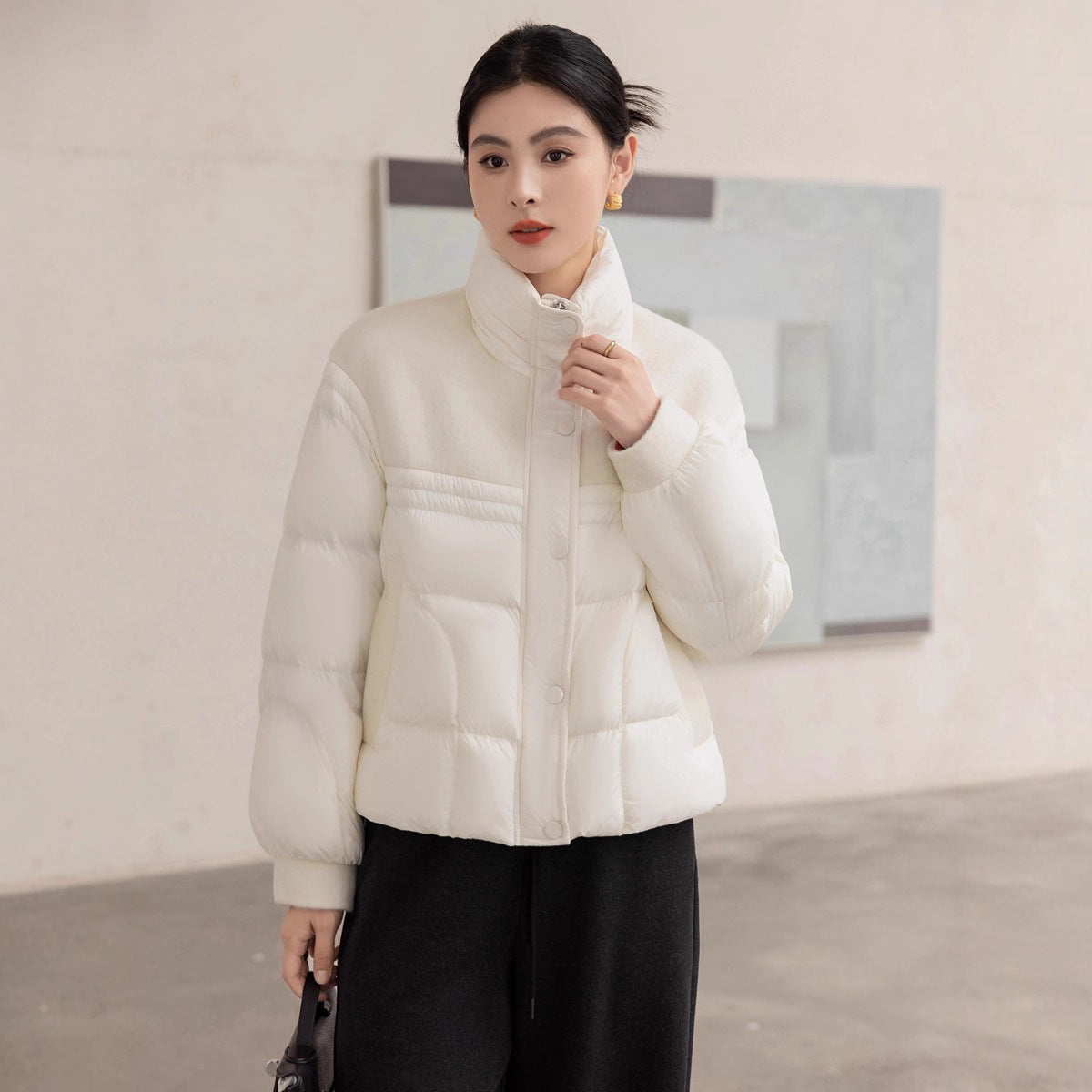 Cashmere stand-up collar winter coat