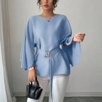 Flared Medium Sleeve Solid Color Shirt Shirt