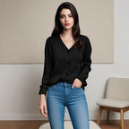 Knitted button long-sleeved T-shirt