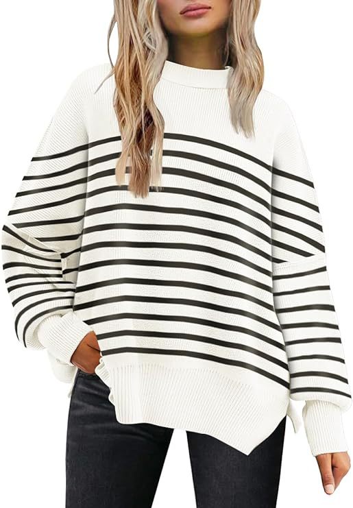 crew neck bat wing long-sleeved sweater
