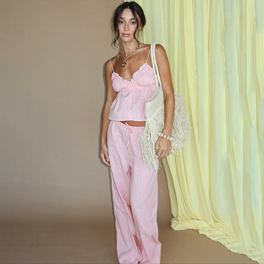 Jacquard suspender trousers cover loungewear