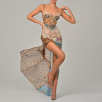 Split tube top chiffon dress