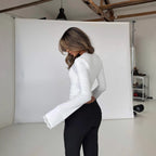 Lace lace slim and versatile square neck over a base shirt