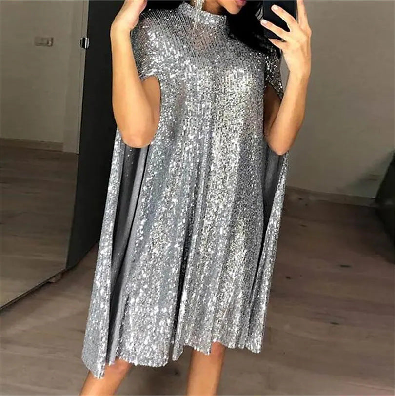 Beaded long-sleeved split dress