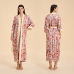 Satin chiffon bathrobe shuffle print nightgown