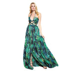 Fashion chest wrap print strap dress