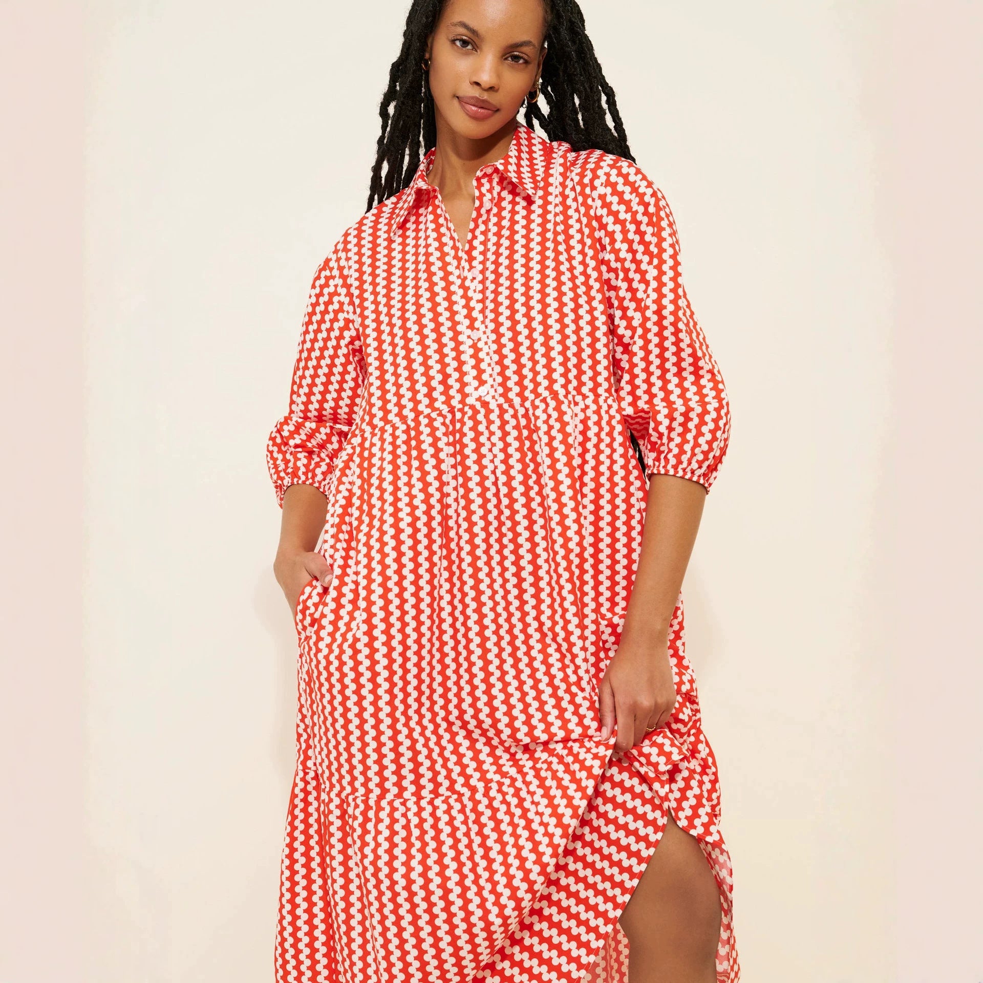 Printed shirt dress