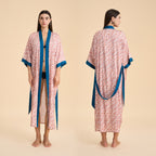 Satin chiffon bathrobe shuffle print nightgown