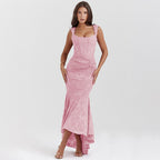 Sleeveless sexy fashion one-word neck tight dress