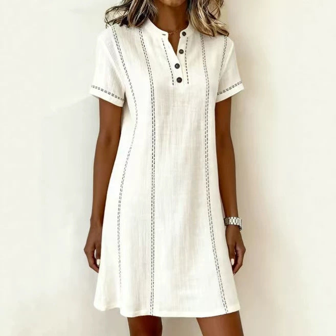 V-neck splicing shirt dress