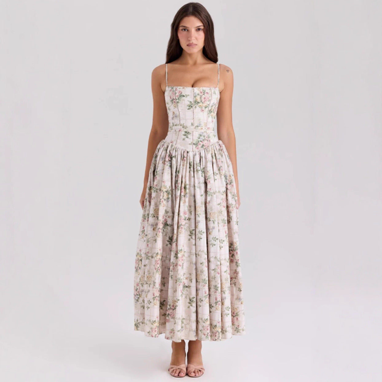 Floral suspender dress