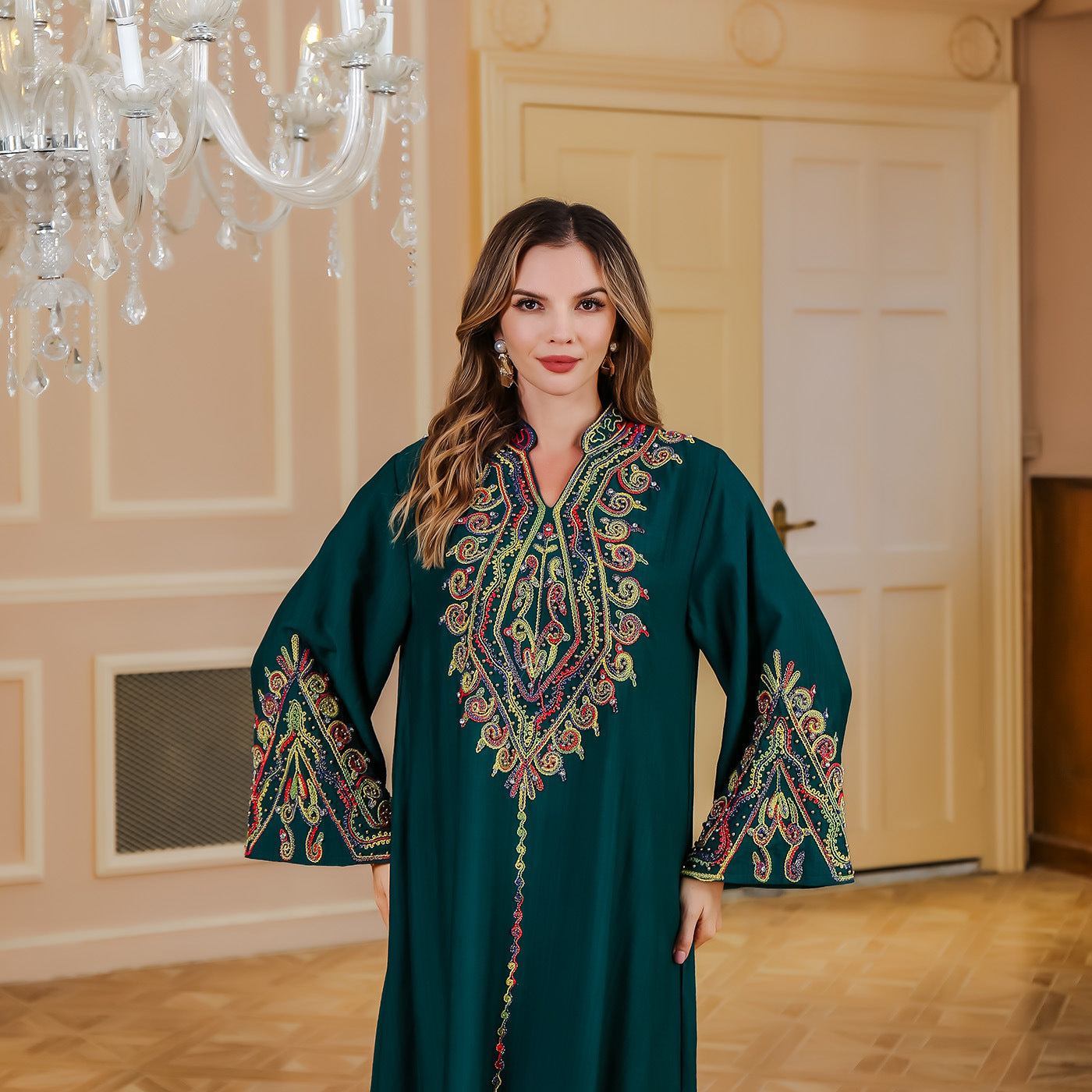 Women's robe Muslim rope embroidered robe