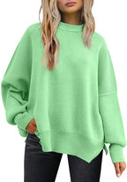 crew neck bat wing long-sleeved sweater