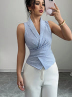 Tie-waist slimming vest shirt