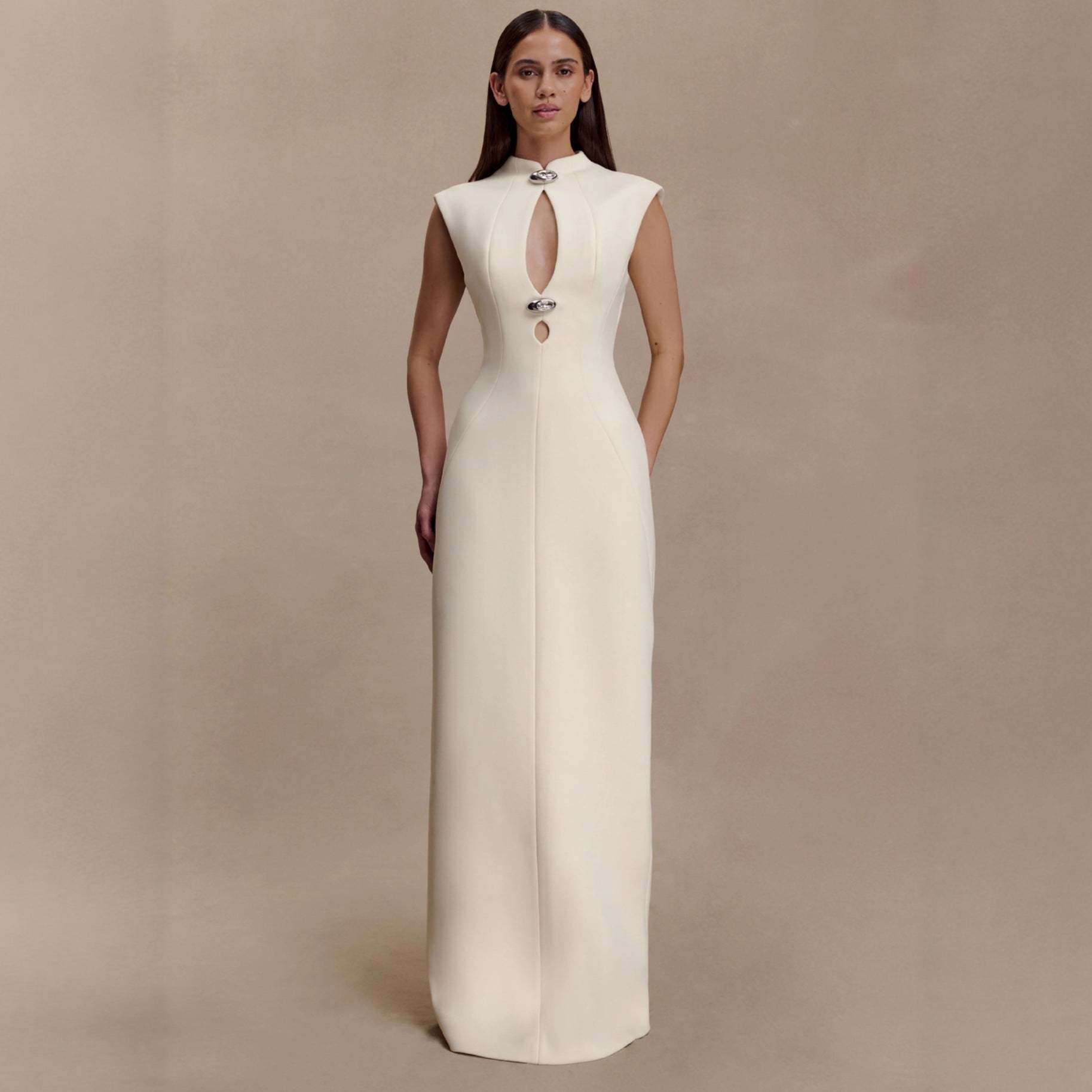 Hollow-out retro hip-wrapped dress for women