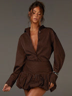 Shirt collar long sleeve waist shirt