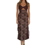 Backless slim print dress