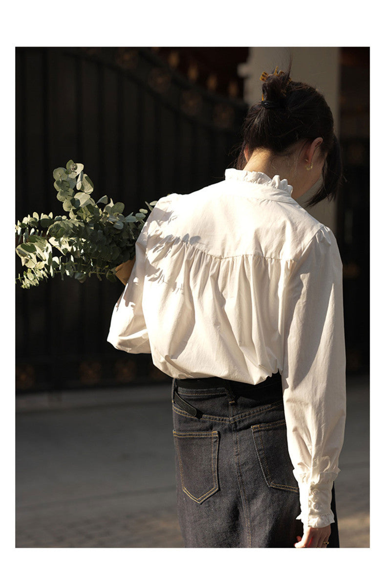 White Shirt Women's Long Sleeve Bottom Shirt