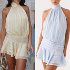 Sleeveless straps backless sexy short dress