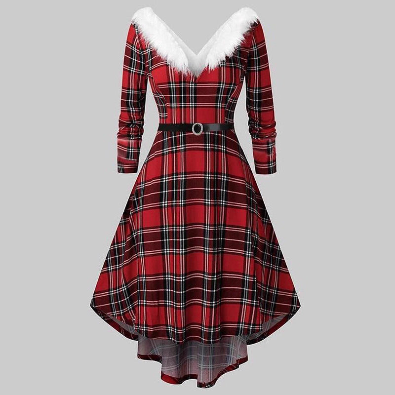 Christmas plush high and low pendulum Hepburn dress