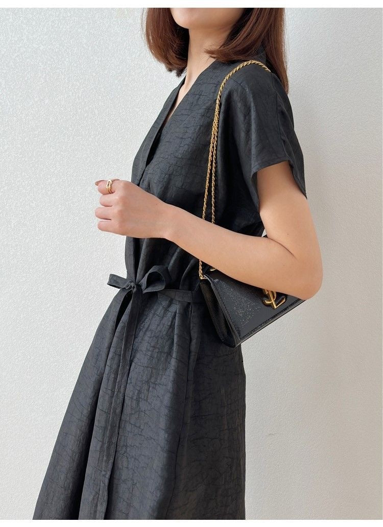 Tortoise pattern fragrant cloud yarn waist silk mulberry silk medium and long skirt