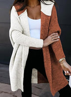 Medium and long hooded knitted cardigan
