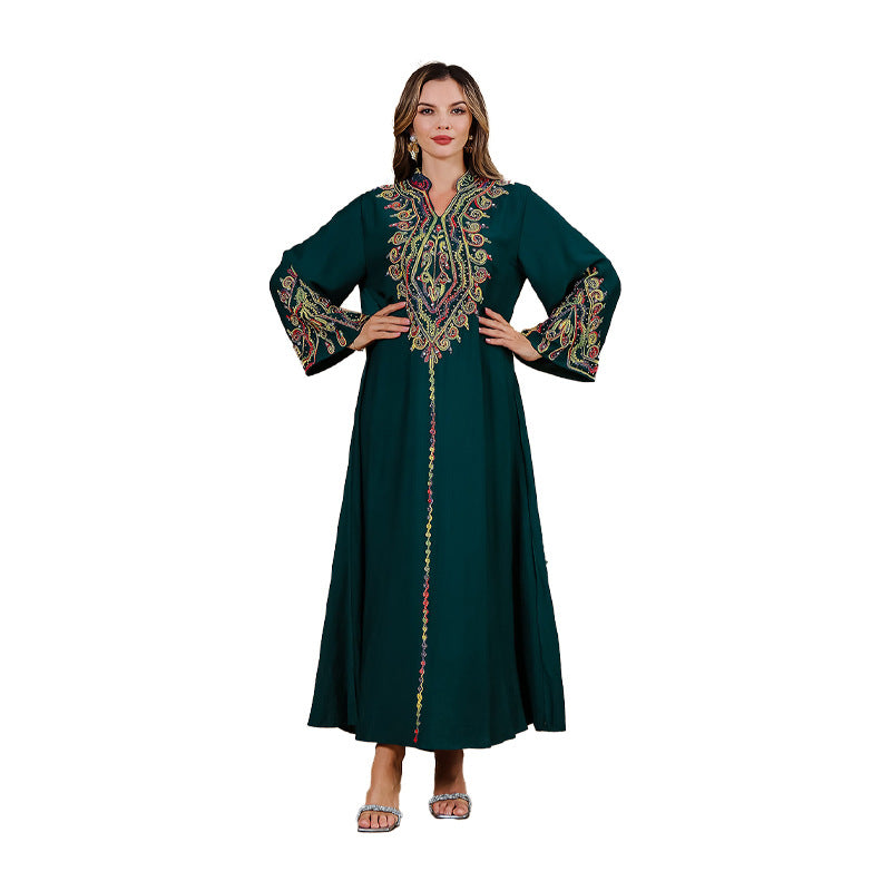 Women's robe Muslim rope embroidered robe